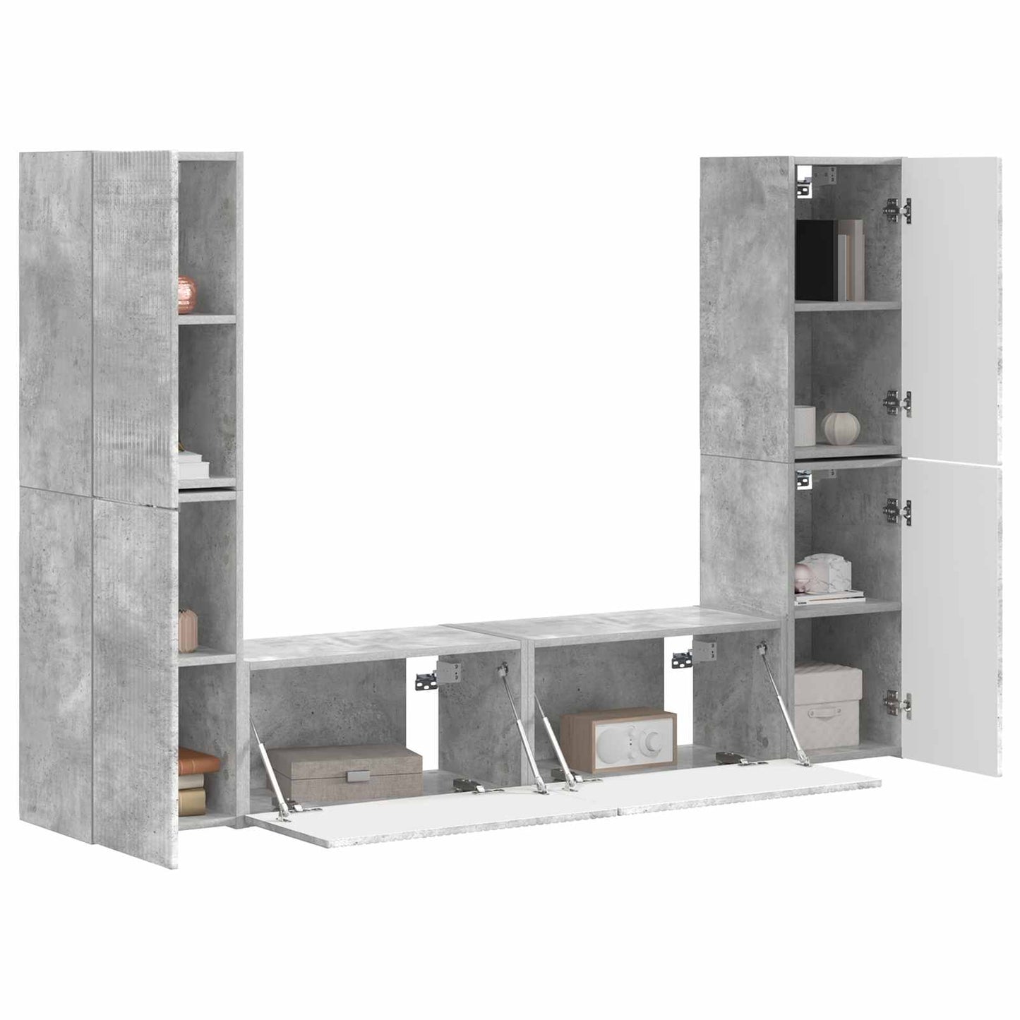 TV-bänkset 6 pcs Betonggrå Konstruerat trä