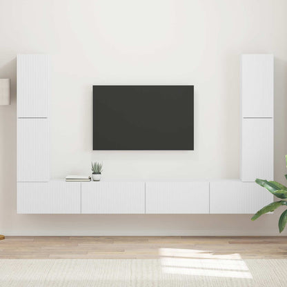 TV-bänkset 8 pcs Vit Konstruerat trä