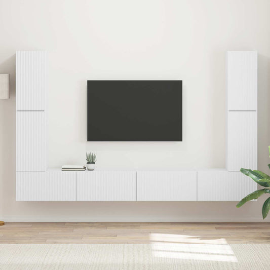 TV-bänkset 8 pcs Vit Konstruerat trä