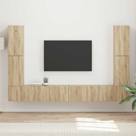 TV-bänkset 8 pcs Sonoma-ek Konstruerat trä