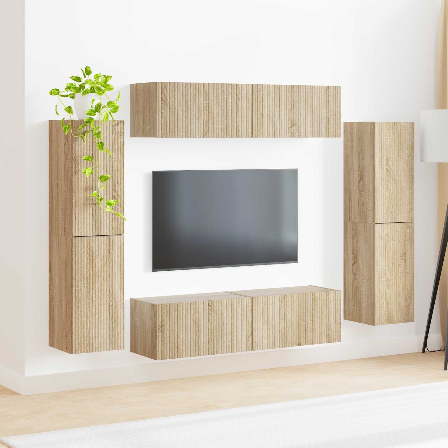 TV-bänkset 8 pcs Sonoma-ek Konstruerat trä