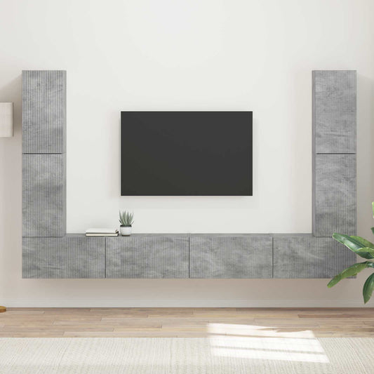 TV-bänkset 8 pcs Betonggrå Konstruerat trä