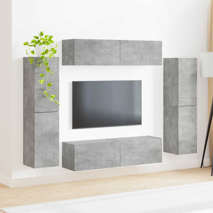 TV-bänkset 8 pcs Betonggrå Konstruerat trä