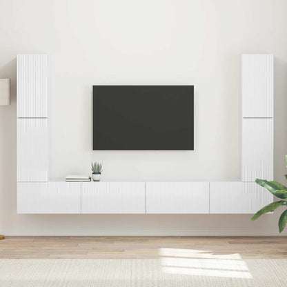 TV-bänkset 8 pcs Högblanka vita Konstruerat trä