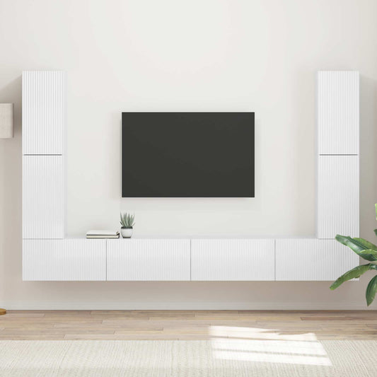 TV-bänkset 8 pcs Högblanka vita Konstruerat trä
