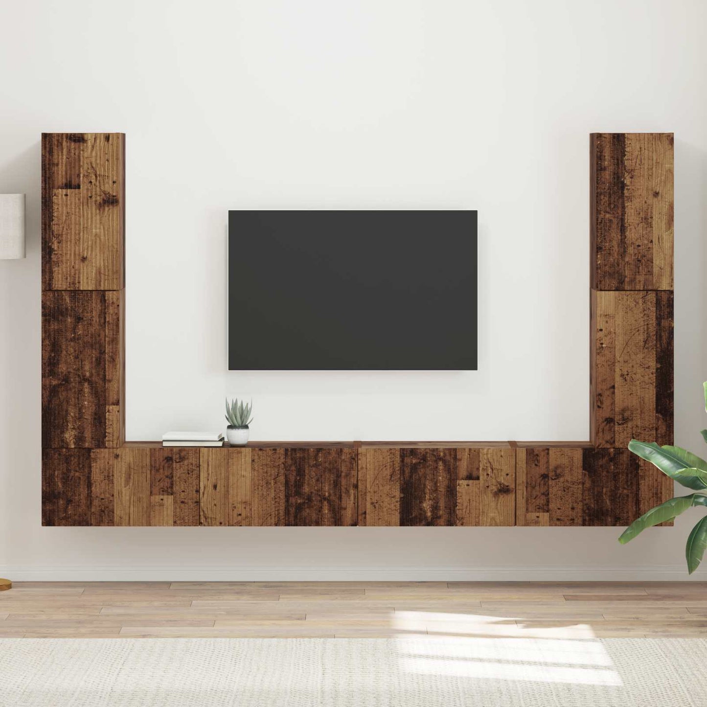 TV-bänkset 8 pcs Gammalt trä Konstruerat trä