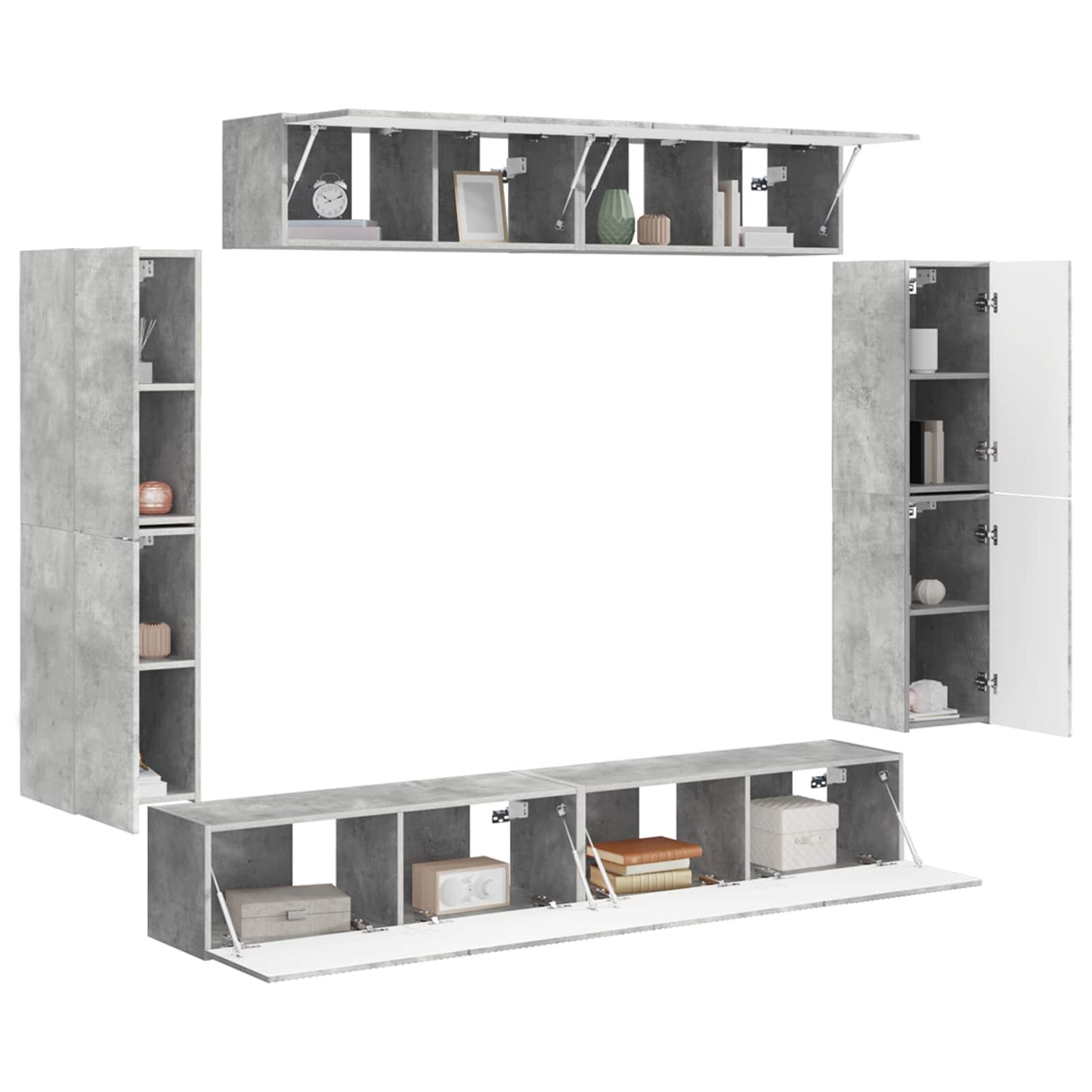 TV-skåp 8 pcs Betonggrå