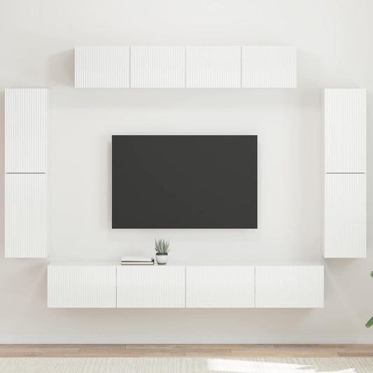 TV-skåp 8 pcs Högblanka vita