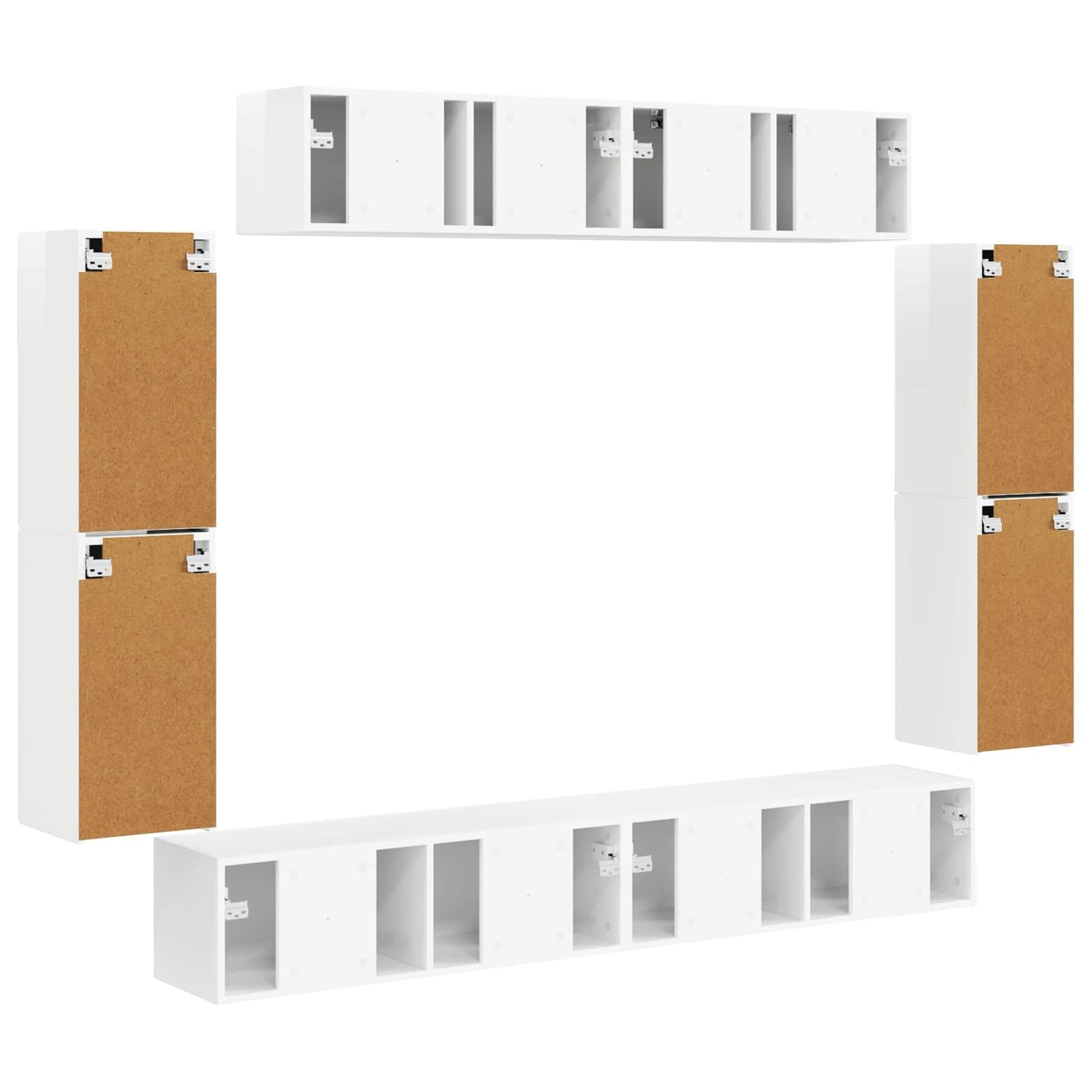 TV-skåp 8 pcs Högblanka vita