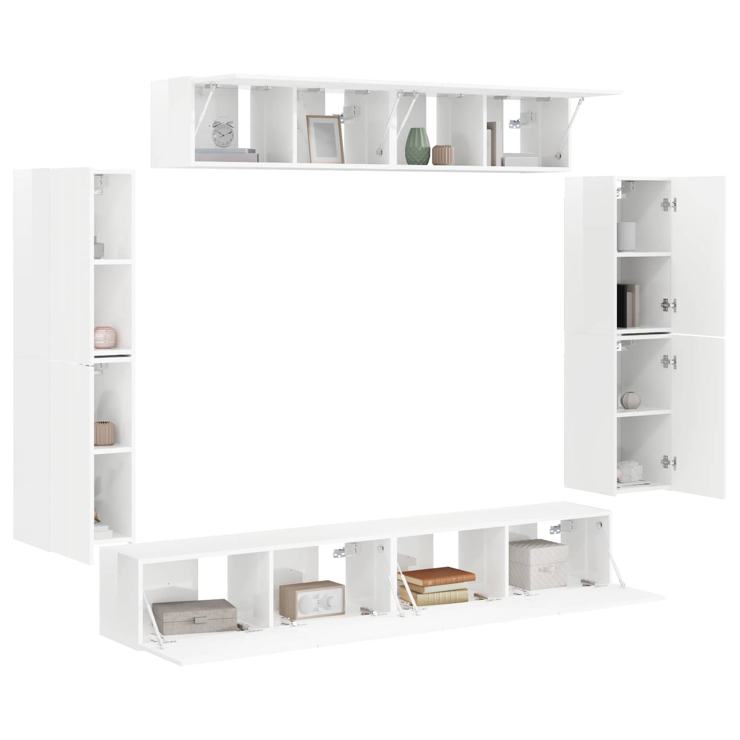 TV-skåp 8 pcs Högblanka vita