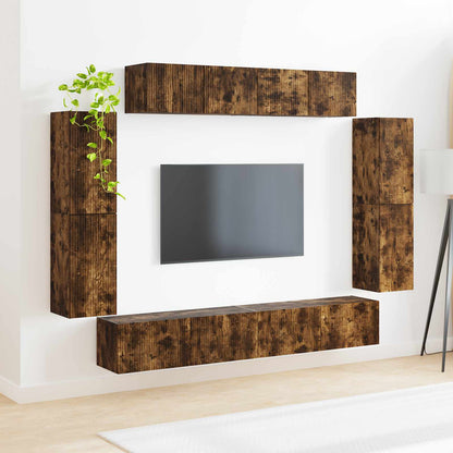 TV-skåp 8 pcs Rökt ek