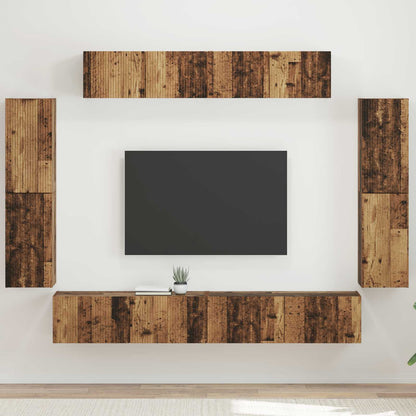 TV-skåp 8 pcs Gammalt trä