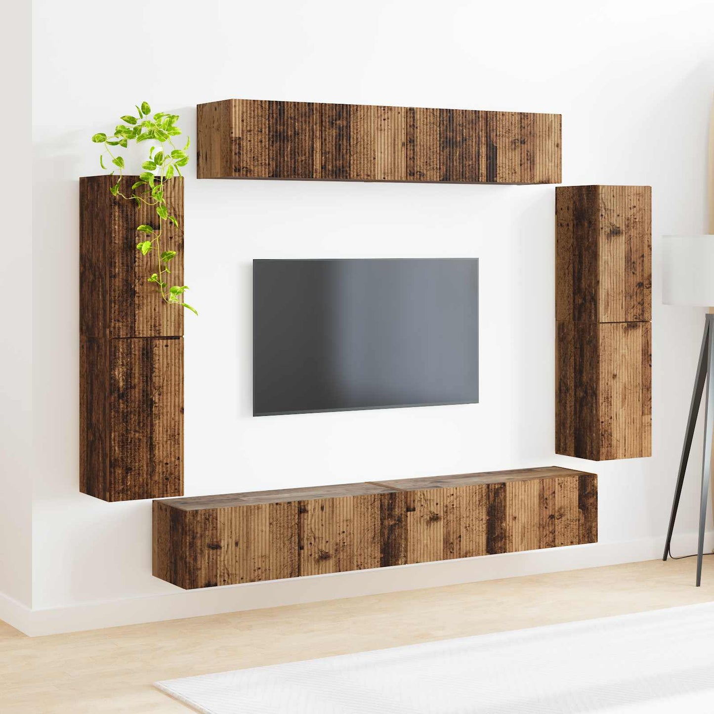 TV-skåp 8 pcs Gammalt trä