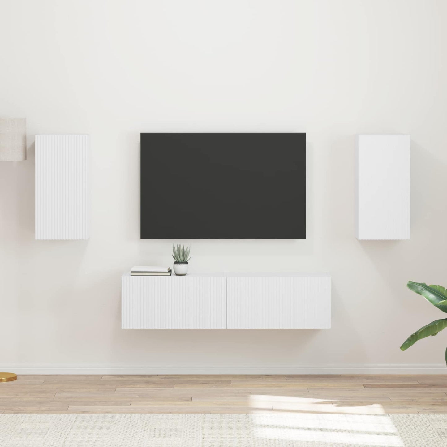 TV-bänkset 4 pcs Vit Konstruerat trä