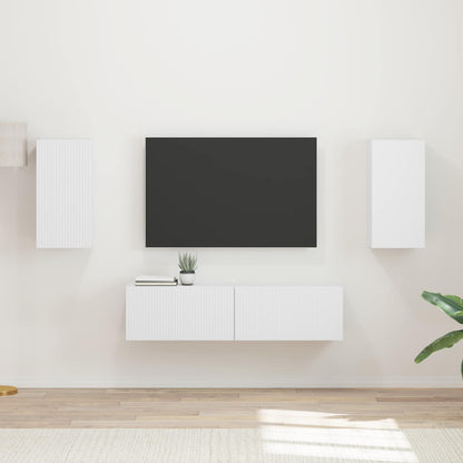 TV-bänkset 4 pcs Vit Konstruerat trä