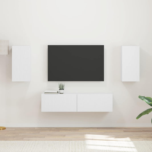 TV-bänkset 4 pcs Vit Konstruerat trä