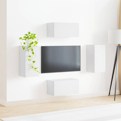 TV-bänkset 4 pcs Vit Konstruerat trä