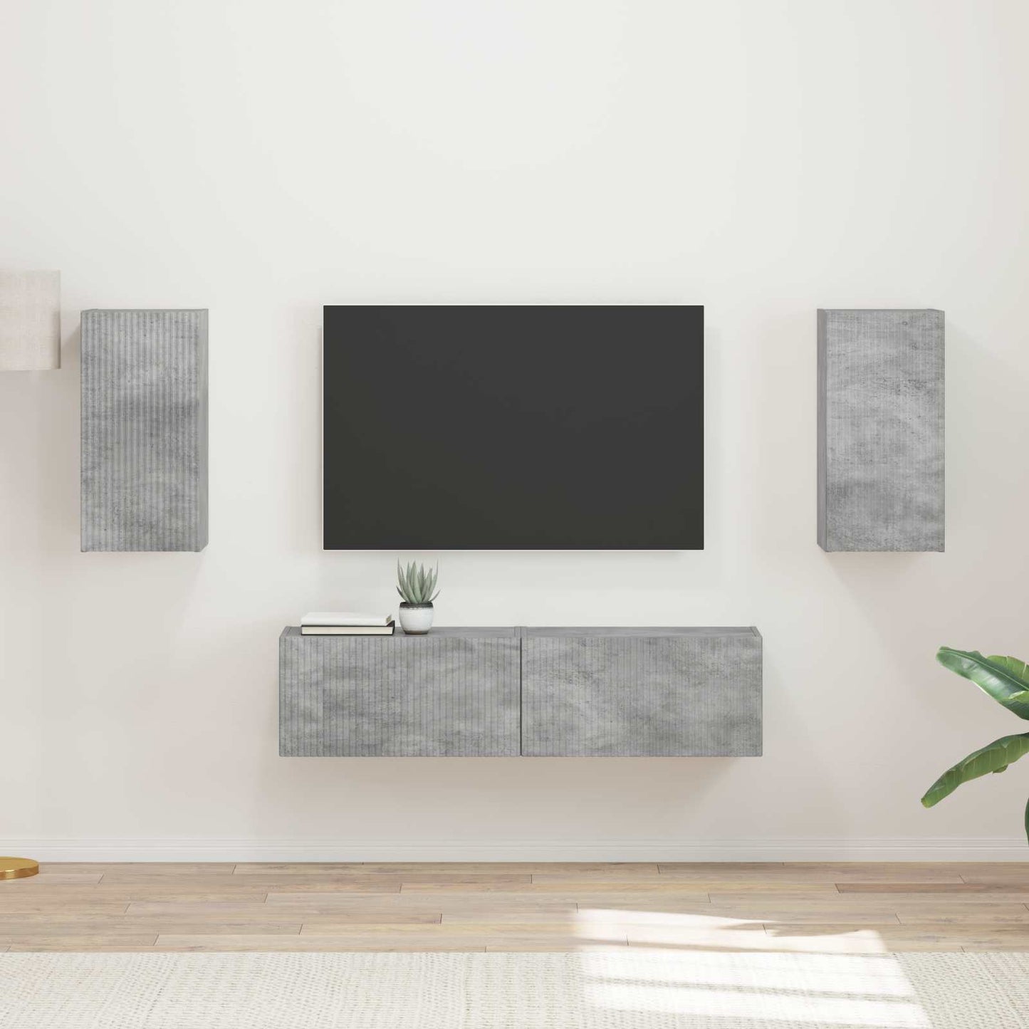 TV-bänkset 4 pcs Betonggrå Konstruerat trä