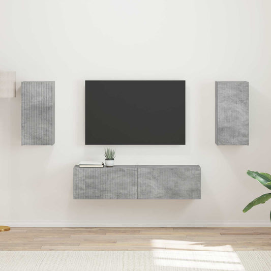 TV-bänkset 4 pcs Betonggrå Konstruerat trä