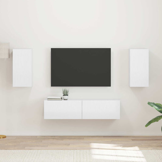 TV-bänkset 4 pcs Högblanka vita Konstruerat trä