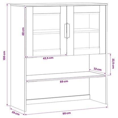 Hutch Karamell 90 x 35 x 100 cm Massivt furu och härdat glas