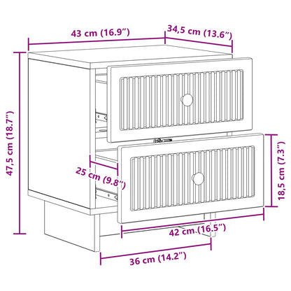 Nattduksbord 2 pcs Svart 43 x 34,5 x 47,5 cm Konstruerat trä
