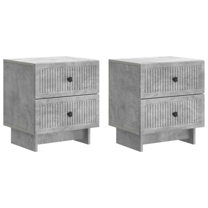 Nattduksbord med låda 2 pcs Betonggrå 43 x 34,5 x 47,5 cm