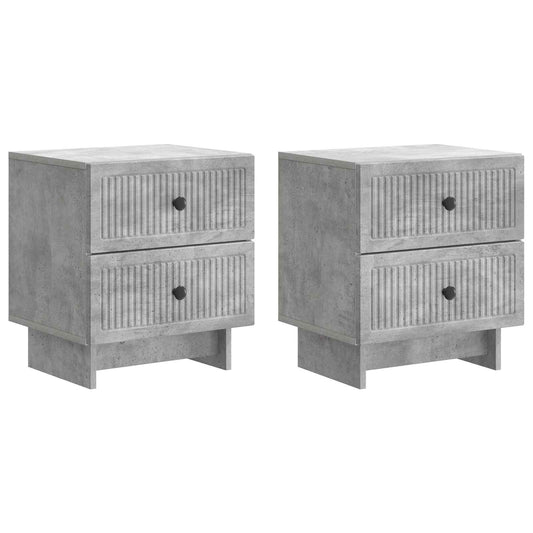 Nattduksbord med låda 2 pcs Betonggrå 43 x 34,5 x 47,5 cm