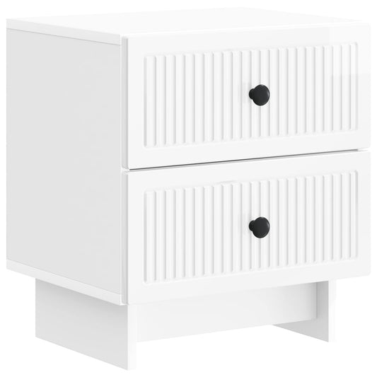 Nattduksbord Vit högglans 43 x 34,5 x 47,5 cm Konstruerat trä