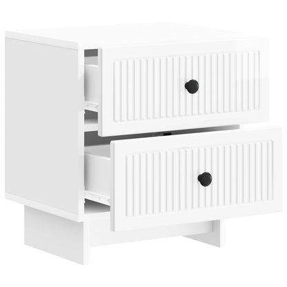 Nattduksbord med låda 2 pcs Vit högglans 43 x 34,5 x 47,5 cm