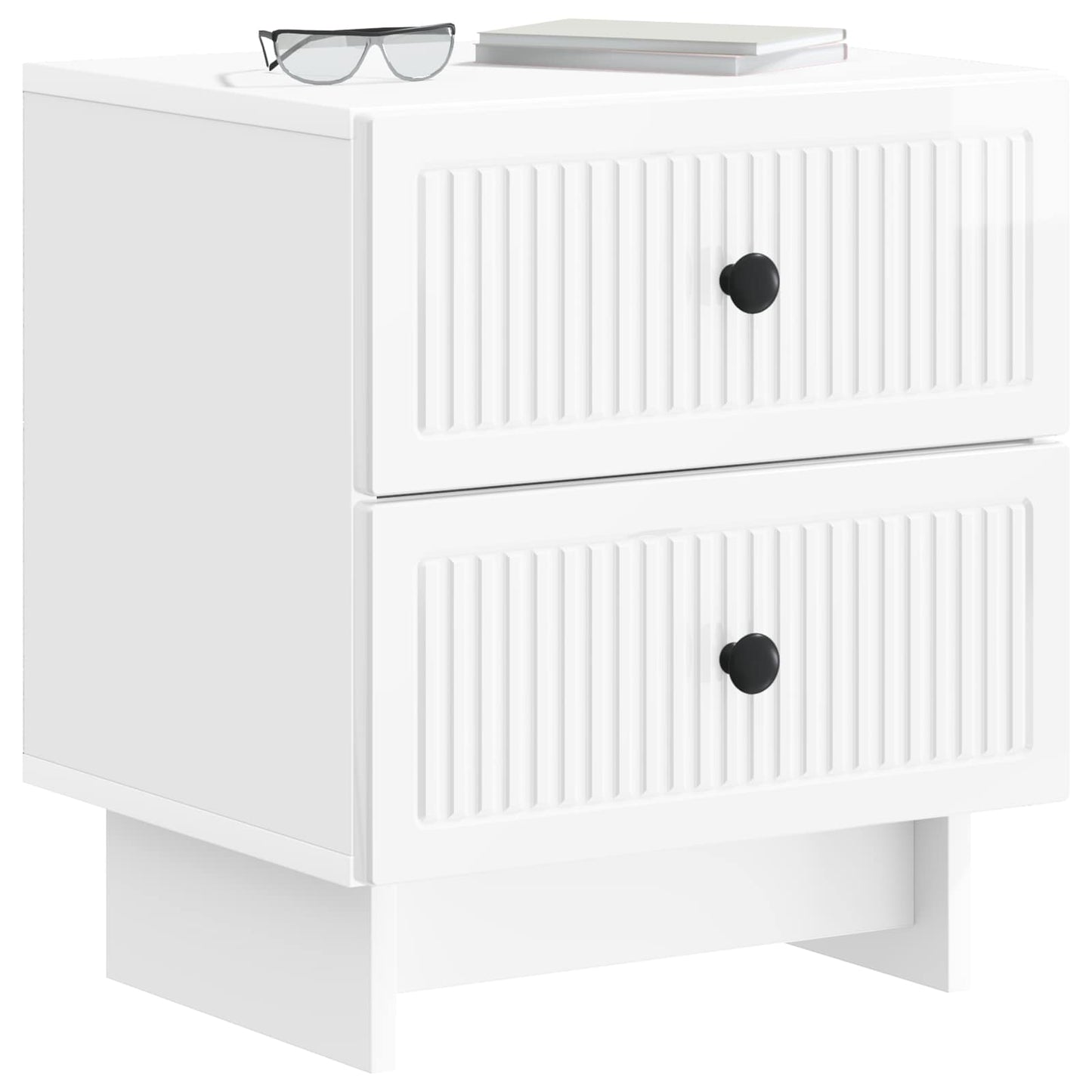 Nattduksbord med låda 2 pcs Vit högglans 43 x 34,5 x 47,5 cm