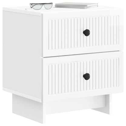 Nattduksbord med låda 2 pcs Vit högglans 43 x 34,5 x 47,5 cm
