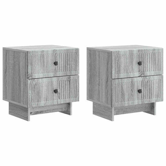 Nattduksbord med låda 2 pcs Grå sonoma-ek 43 x 34,5 x 47,5 cm