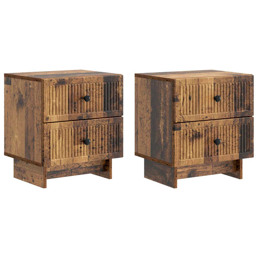 Nattduksbord med låda 2 pcs Gammalt trä 43 x 34,5 x 47,5 cm