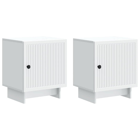Nattduksbord 2 pcs Vit 43 x 34,5 x 50 cm Konstruerat trä