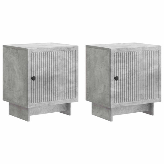 Nattduksbord 2 pcs Betonggrå 43 x 34,5 x 50 cm Konstruerat trä