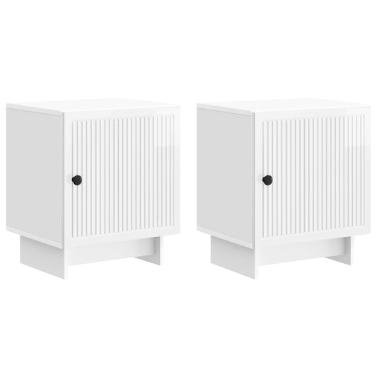 Nattduksbord 2 pcs Vit högglans 43 x 34,5 x 50 cm