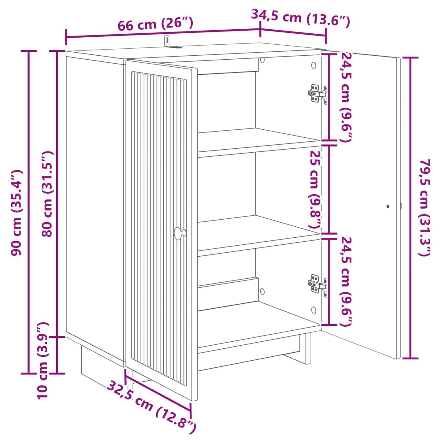 Sideboard Betonggrå 66 x 34,5 x 90 cm Konstruerat trä