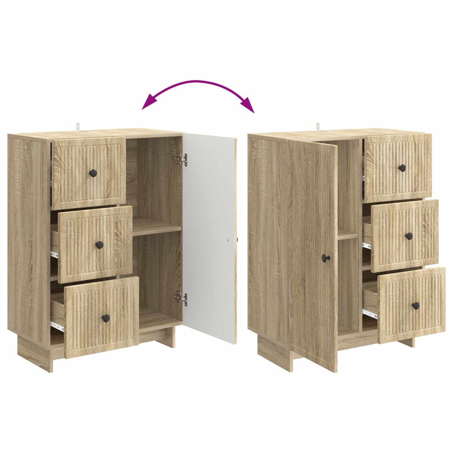 Sideboard med låda Sonoma-ek 66 x 34,5 x 90 cm Konstruerat trä