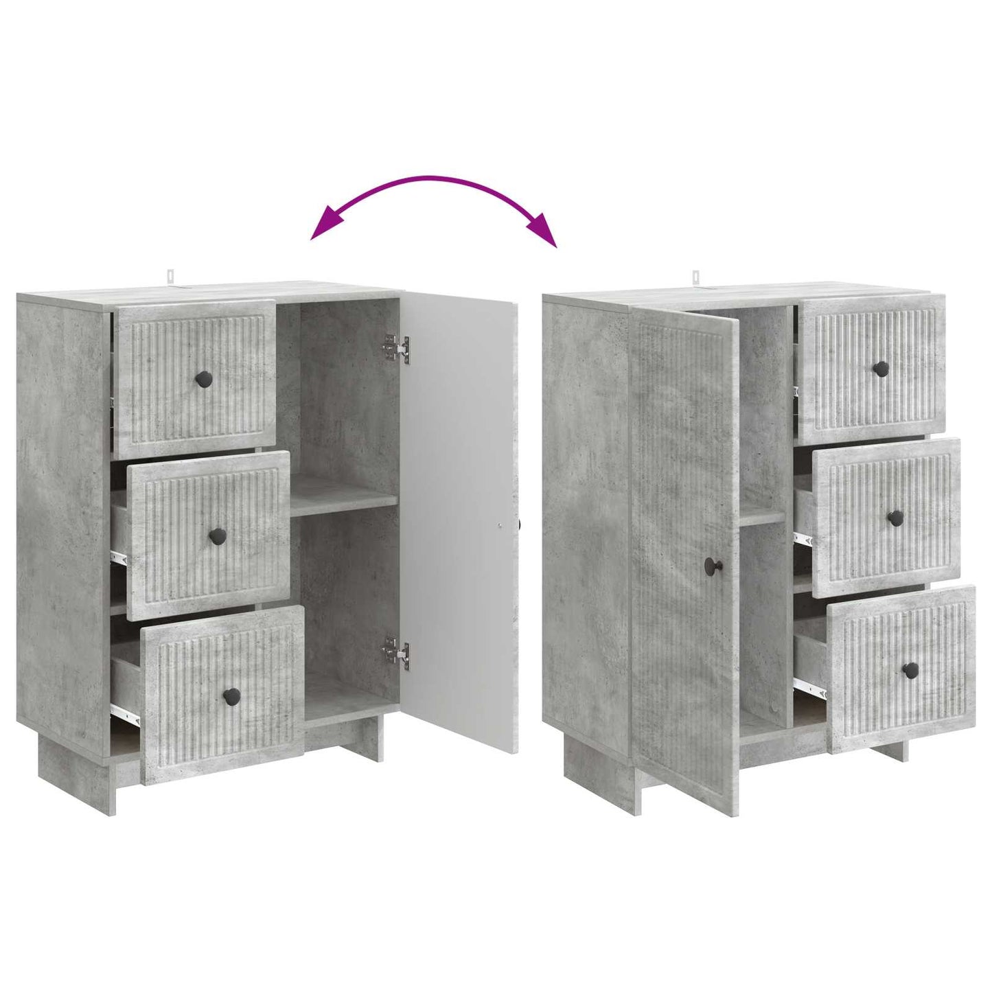 Sideboard med låda Betonggrå 66 x 34,5 x 90 cm Konstruerat trä