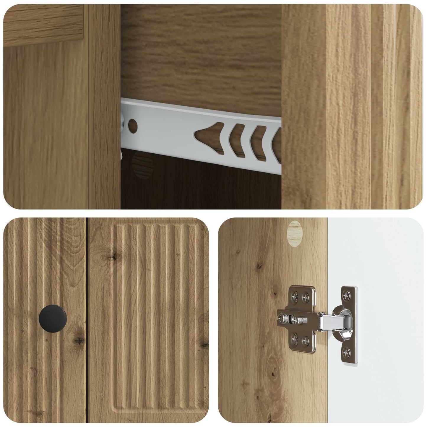 Sideboard med låda Artisan-ek 66 x 34,5 x 90 cm Konstruerat trä