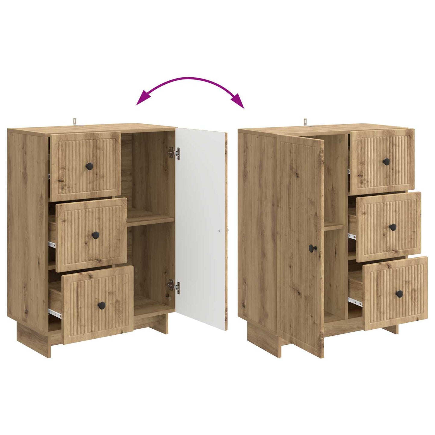 Sideboard med låda Artisan-ek 66 x 34,5 x 90 cm Konstruerat trä