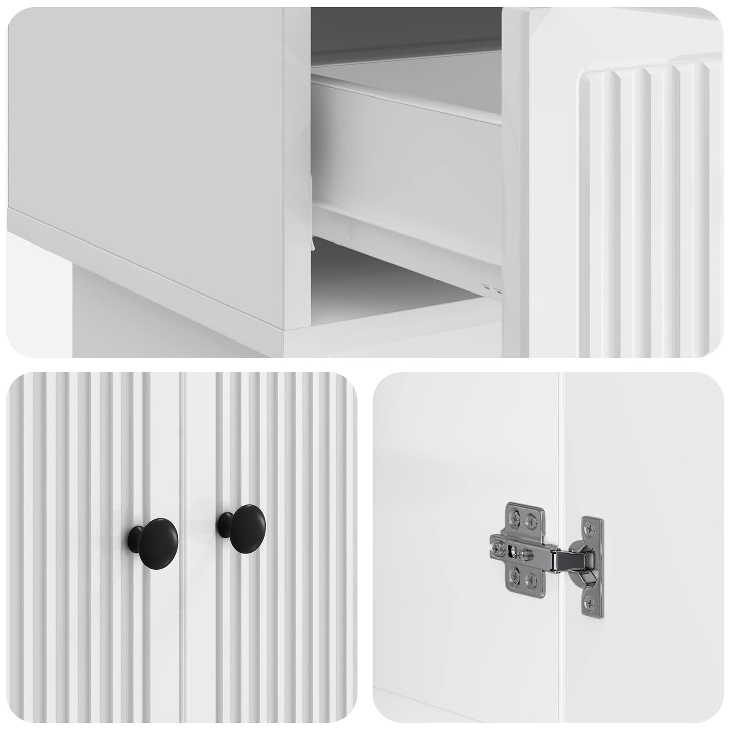 Sideboard Högblank Vit 66 x 34,5 x 95 cm Konstruerat trä