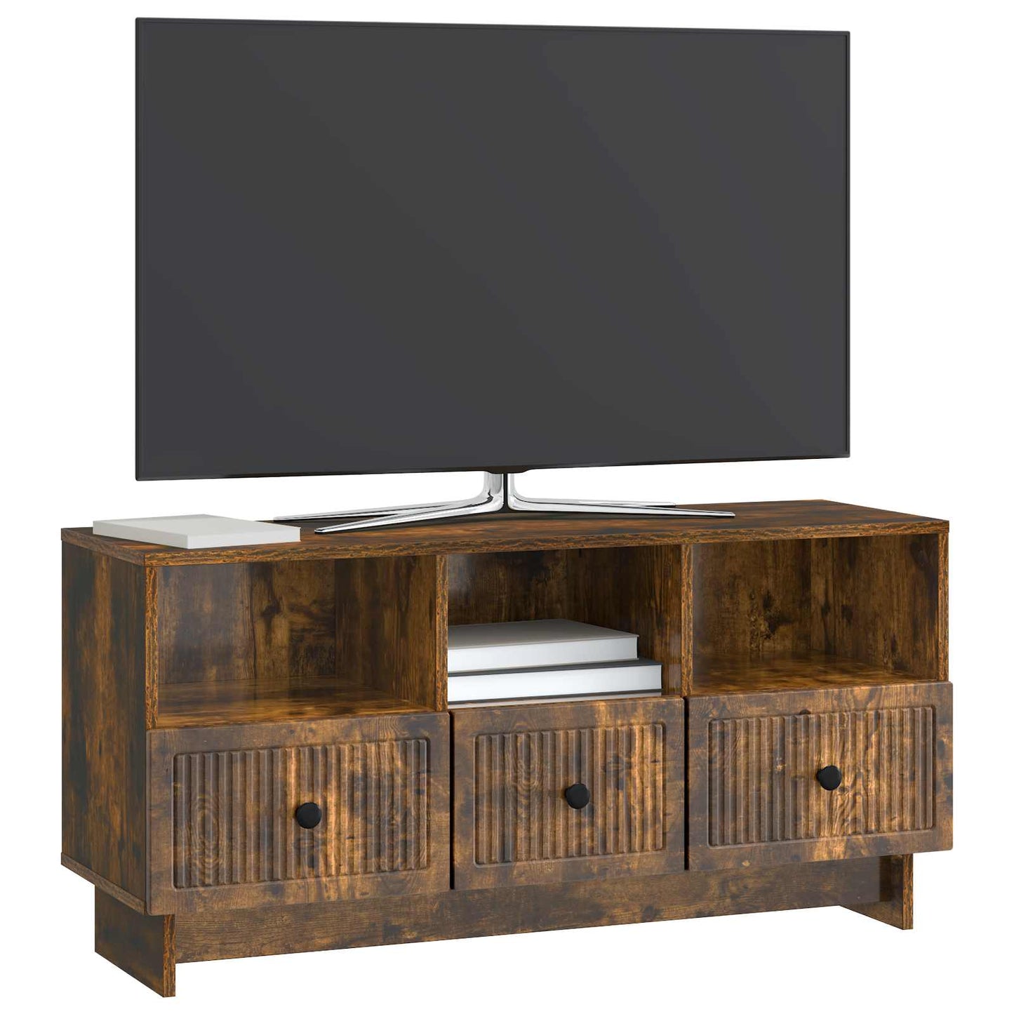 TV-Möbel Rökfärgad Ek TV-skåp med låda 102 x 34,5 x 50 cm