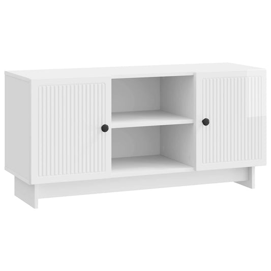 TV-skåp Högblanka vita 102 x 34,5 x 50 cm Konstruerat trä
