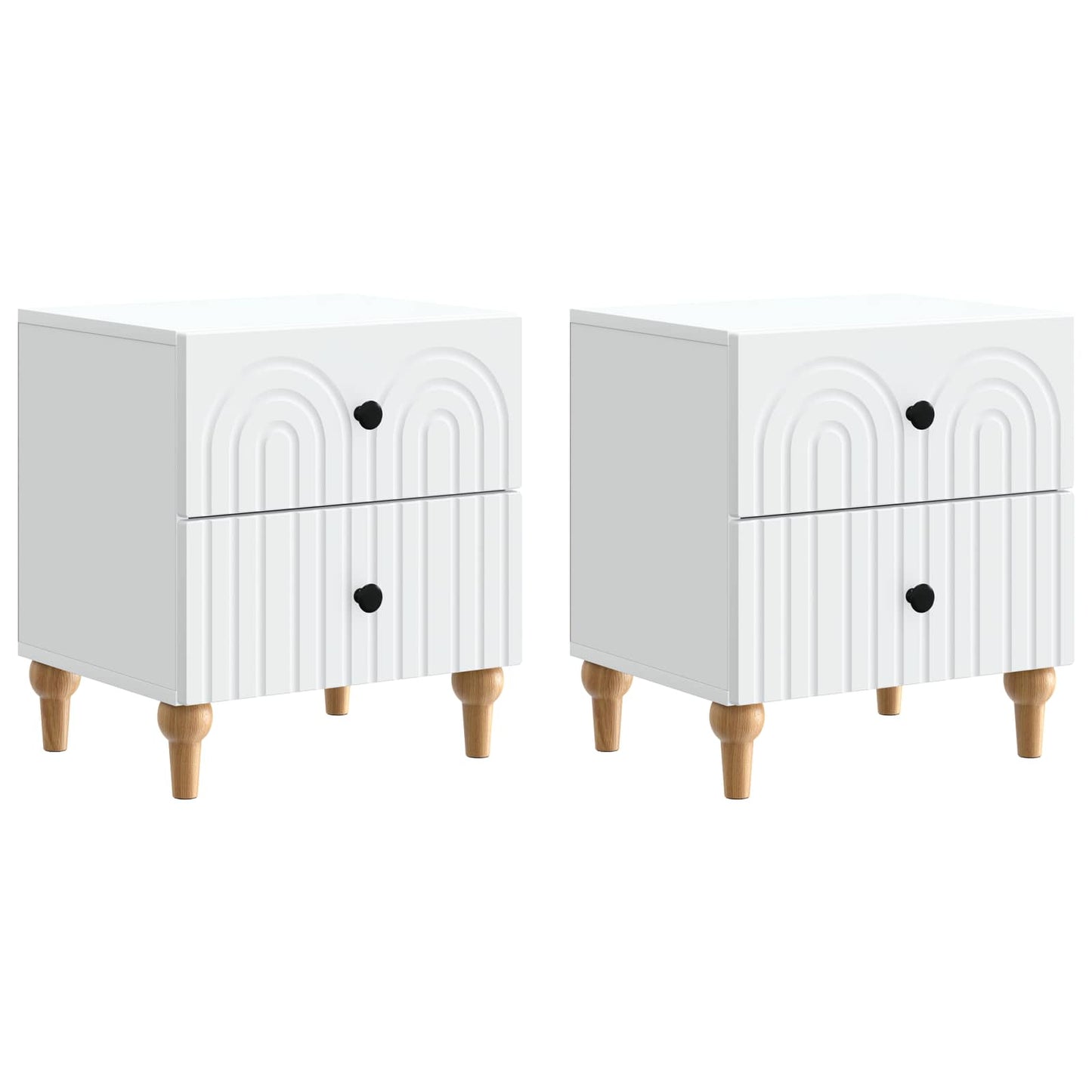 Nattduksbord 2 pcs Vit 43 x 34,5 x 48 cm Konstruerat trä
