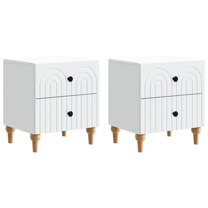 Nattduksbord 2 pcs Vit 43 x 34,5 x 48 cm Konstruerat trä