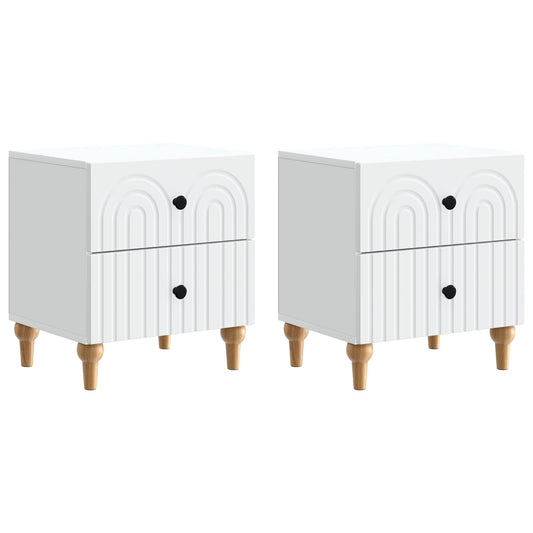 Nattduksbord 2 pcs Vit 43 x 34,5 x 48 cm Konstruerat trä