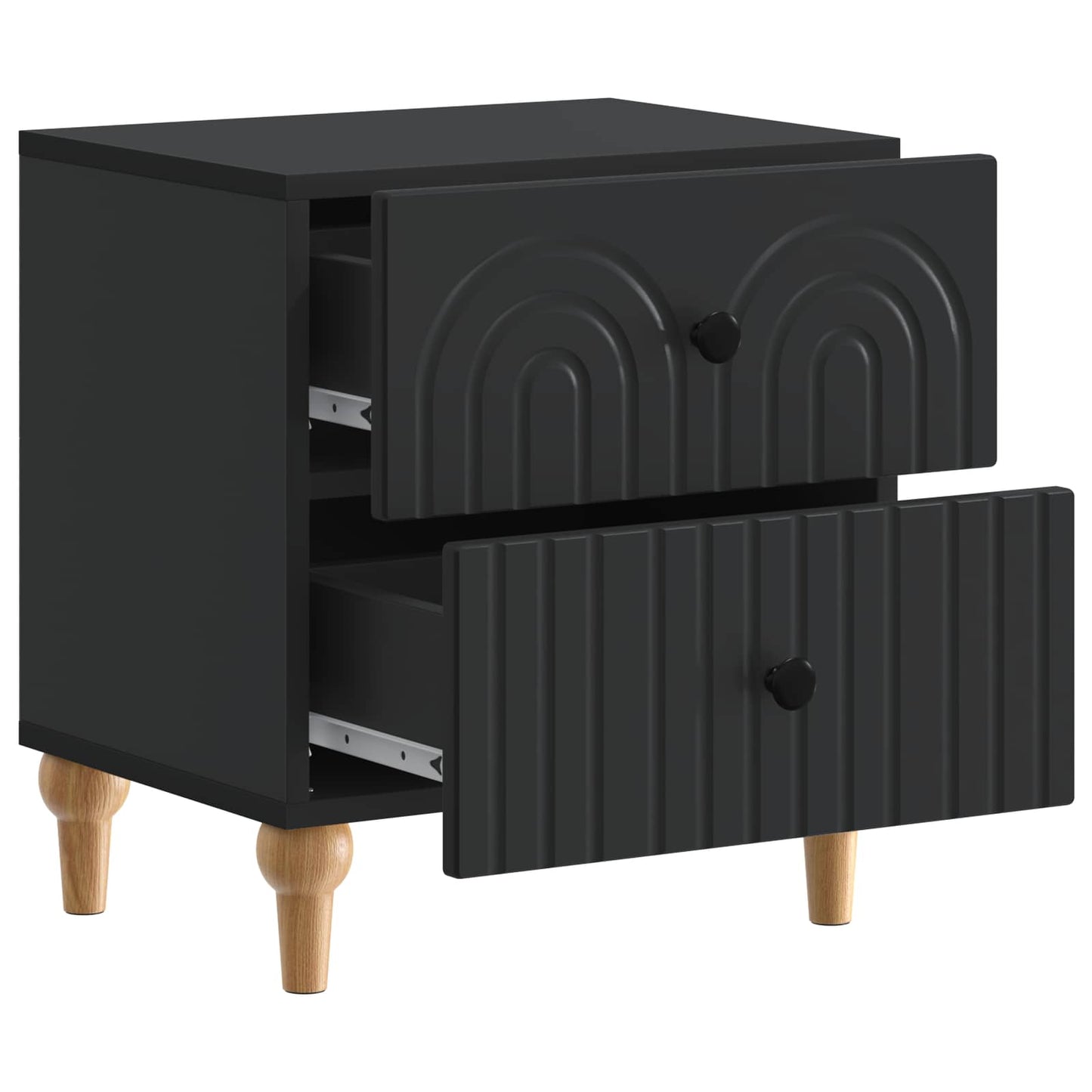 Nattduksbord 2 pcs Svart 43 x 34,5 x 48 cm Konstruerat trä