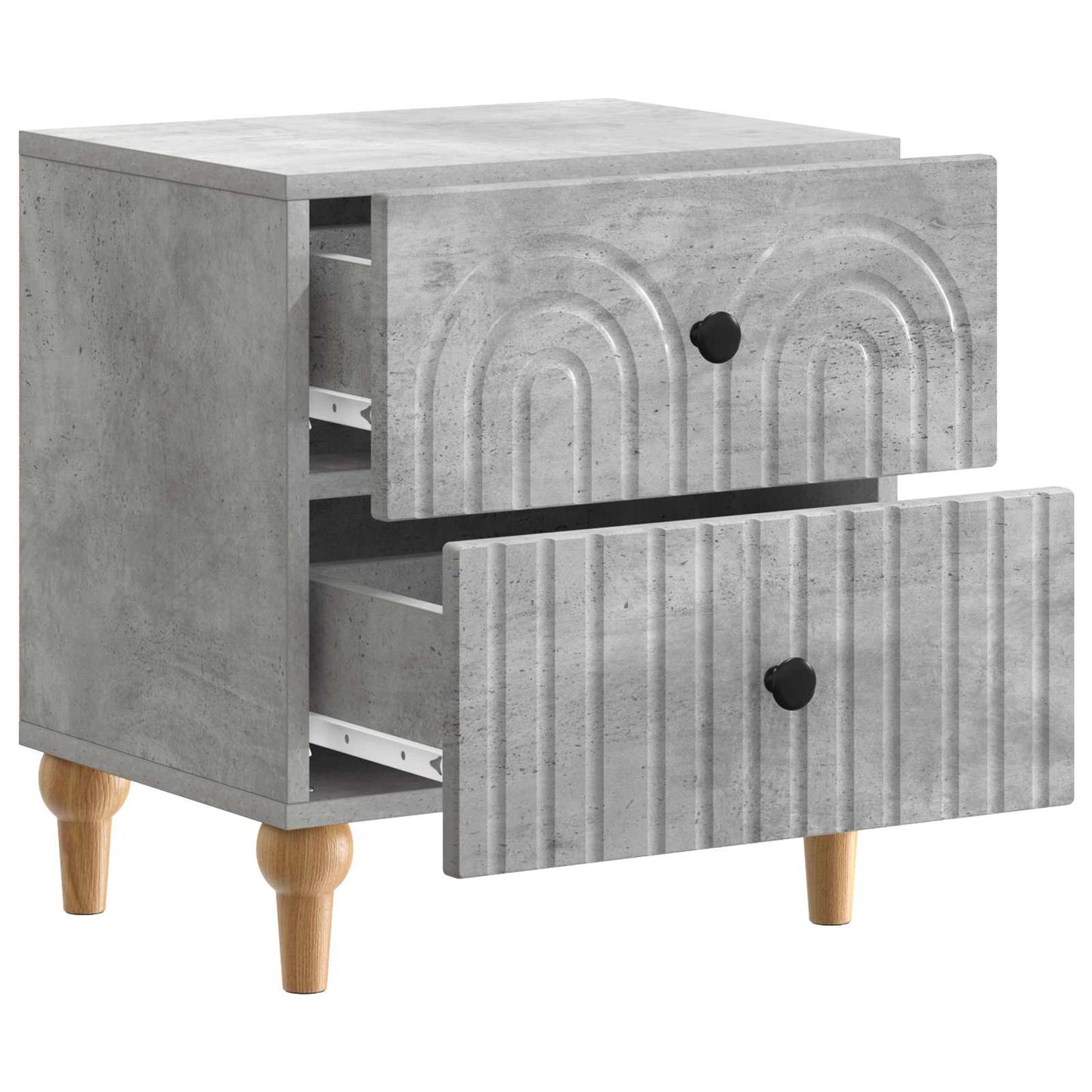 Nattduksbord 2 pcs Betonggrå 43 x 34,5 x 48 cm Konstruerat trä